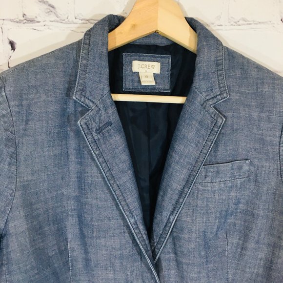J. CREW Blue Denim Chambray Jacket Blazer 10 EUC - Picture 4 of 7